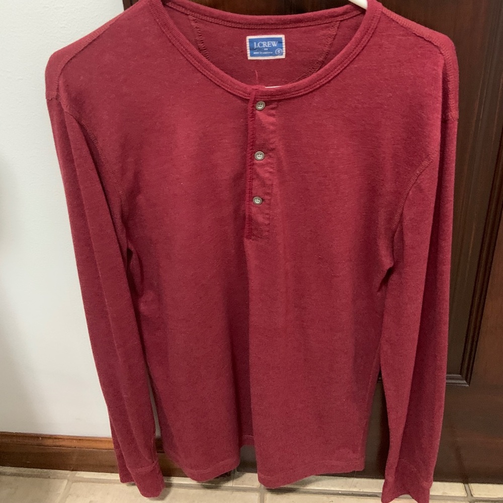 J Crew Red Long-Sleeve Henley. Mens S.